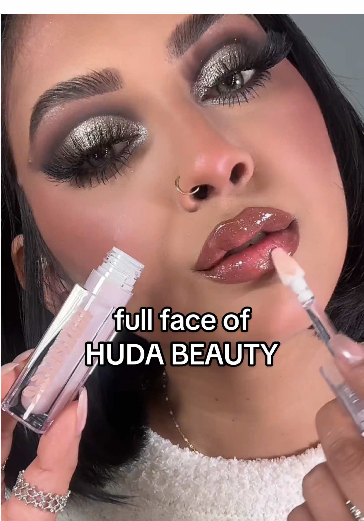 Rate the final look 1-10🤍 this eyemakeup is EVERYTHING✨ #fullfaceofhudabeauty  #makeupideas #fullface #hudabeauty  