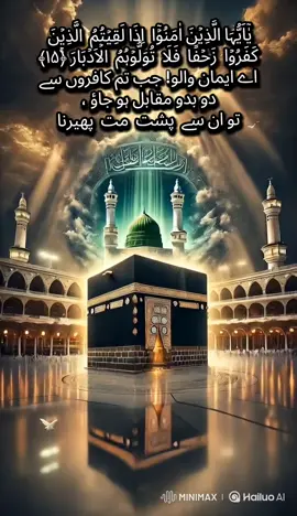 یٰۤاَیُّہَا الَّذِیۡنَ اٰمَنُوۡۤا  اِذَا لَقِیۡتُمُ  الَّذِیۡنَ کَفَرُوۡا  زَحۡفًا  فَلَا  تُوَلُّوۡہُمُ  الۡاَدۡبَارَ ﴿ۚ۱۵﴾ اے ایمان والو! جب تم کافروں سے دو بدو مقابل ہو جاؤ ، تو ان سے  پشت  مت  پھیرنا#free #freephilisteen #islamic #islamic_video 