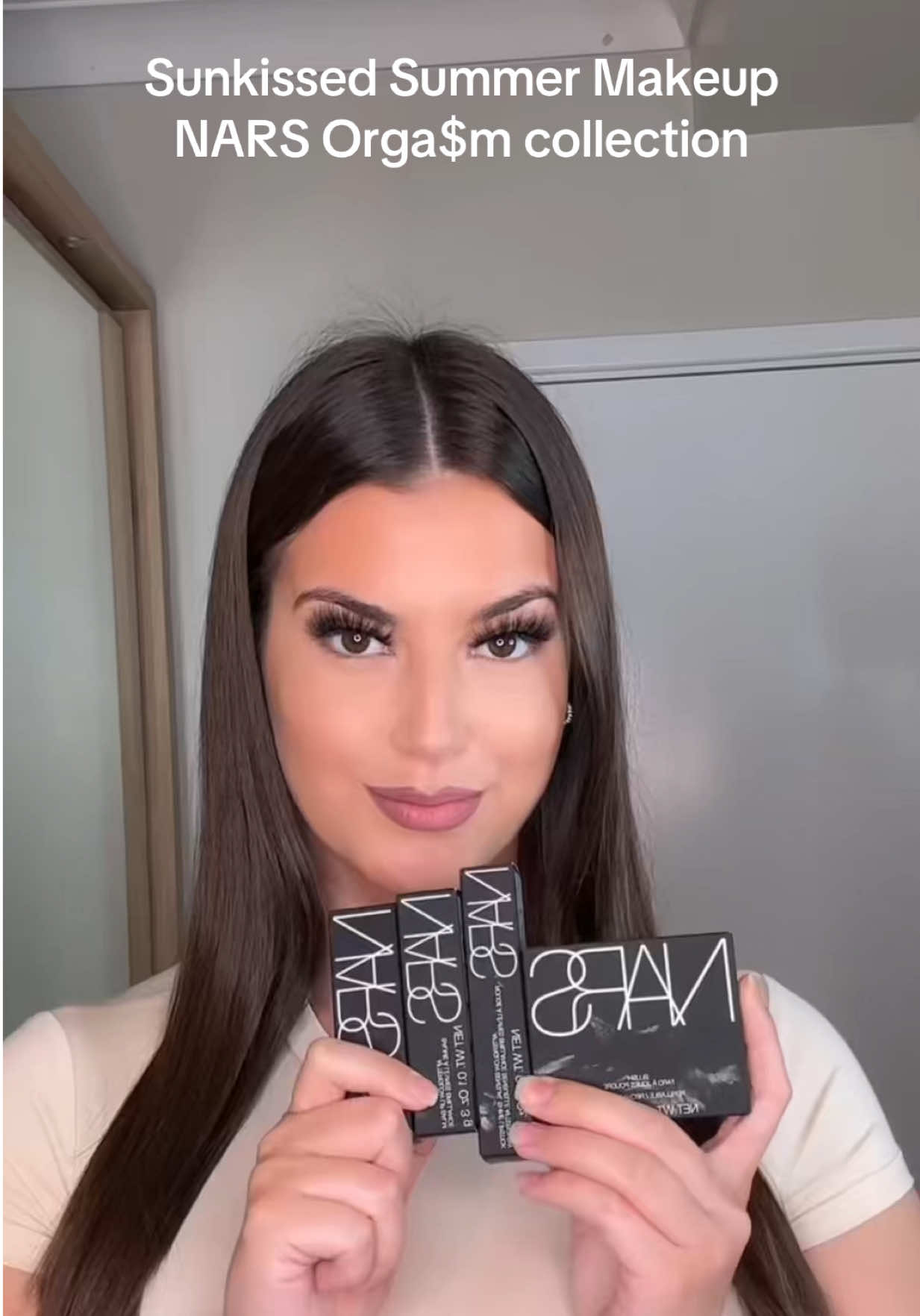 ICONIC shades of pink 💕 Bronze vs Sunkissed which do you like more? 🤔 @NARS Cosmetics #NARSissist #ad #sunkissedmakeup #glowingskin #fyp #foryoupagе #holidaymakeup #summermakeup #girlssupportgirls 