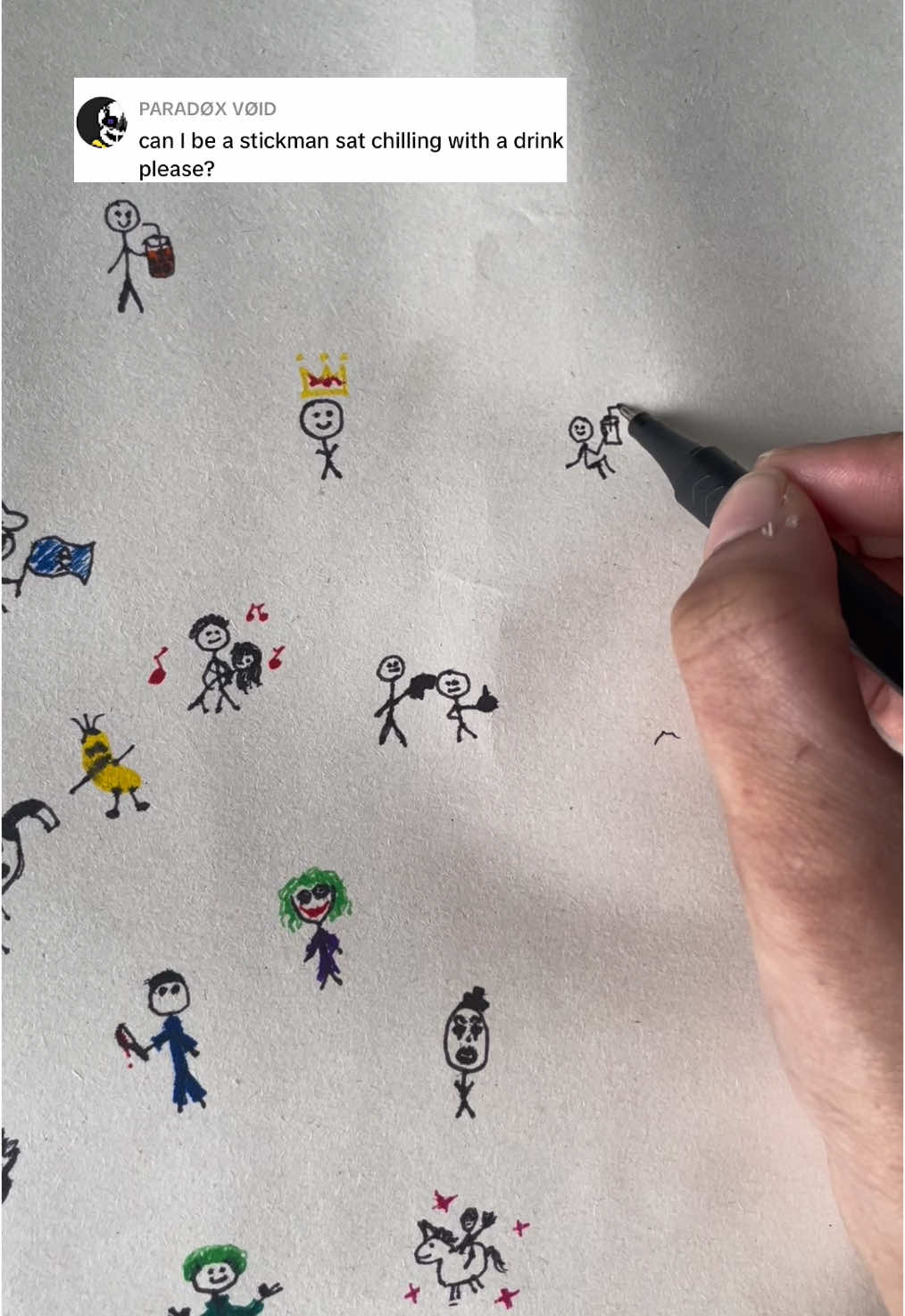 Stickman with a drink! Comment yours and follow to be next… ❤️  Get me to 100 followers>> #drawing #stickman #viral #art #funnyvideos #fypppppppppppppppppppppp #follow #CapCut #100 