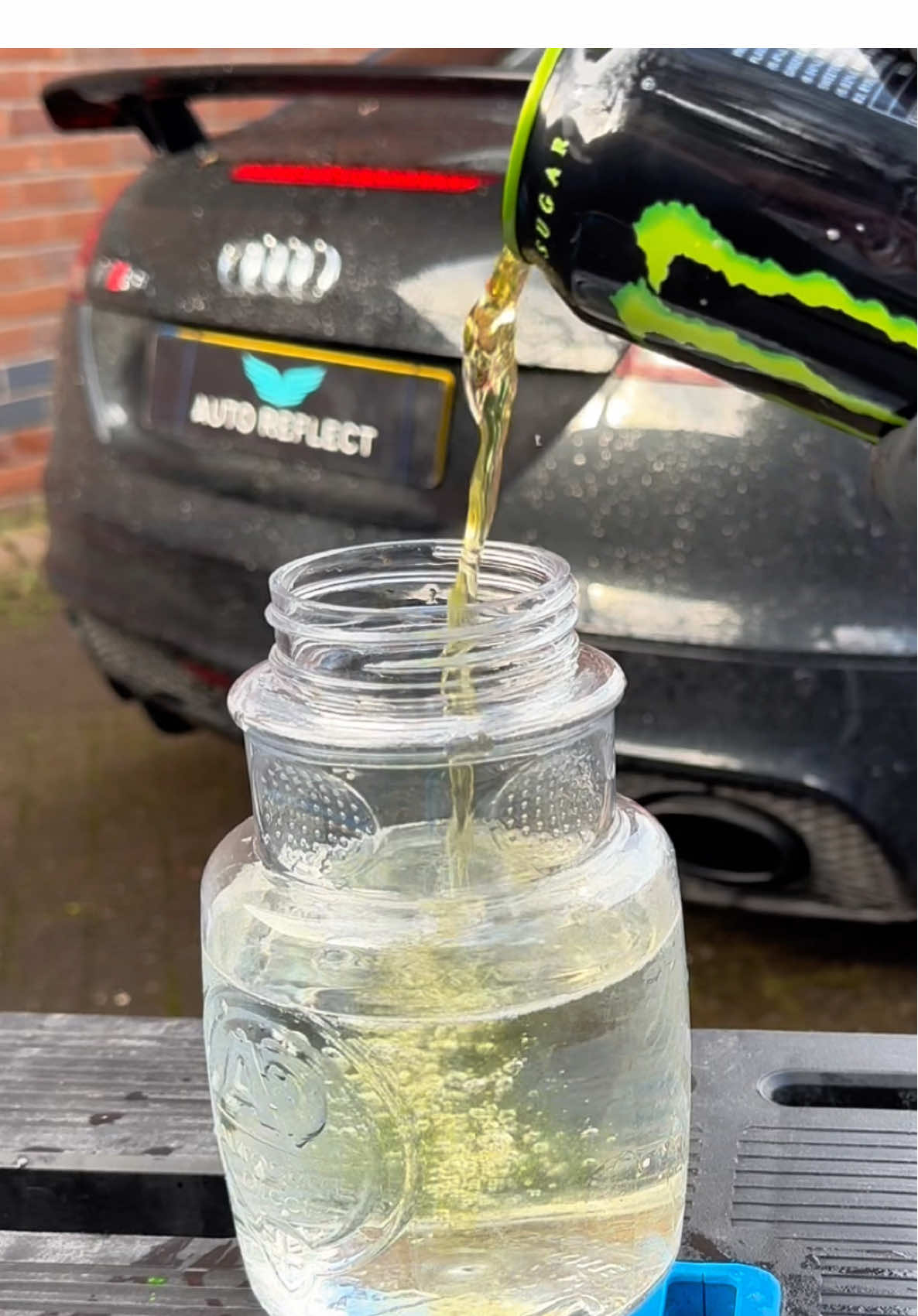 Cars love Monster too y’know… 💚 #detailing #carcleaning #monsterenergy #audi #satisfying #asmr #viral 