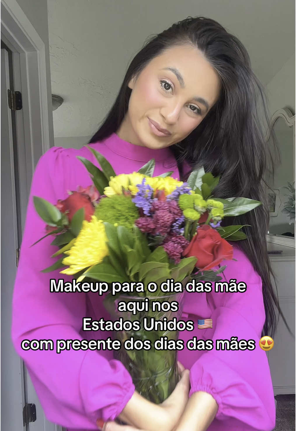 Makeup para o dias das mães com presente dos meus sogros 😍 #diadasmães #maes #mamae #usa #viral 