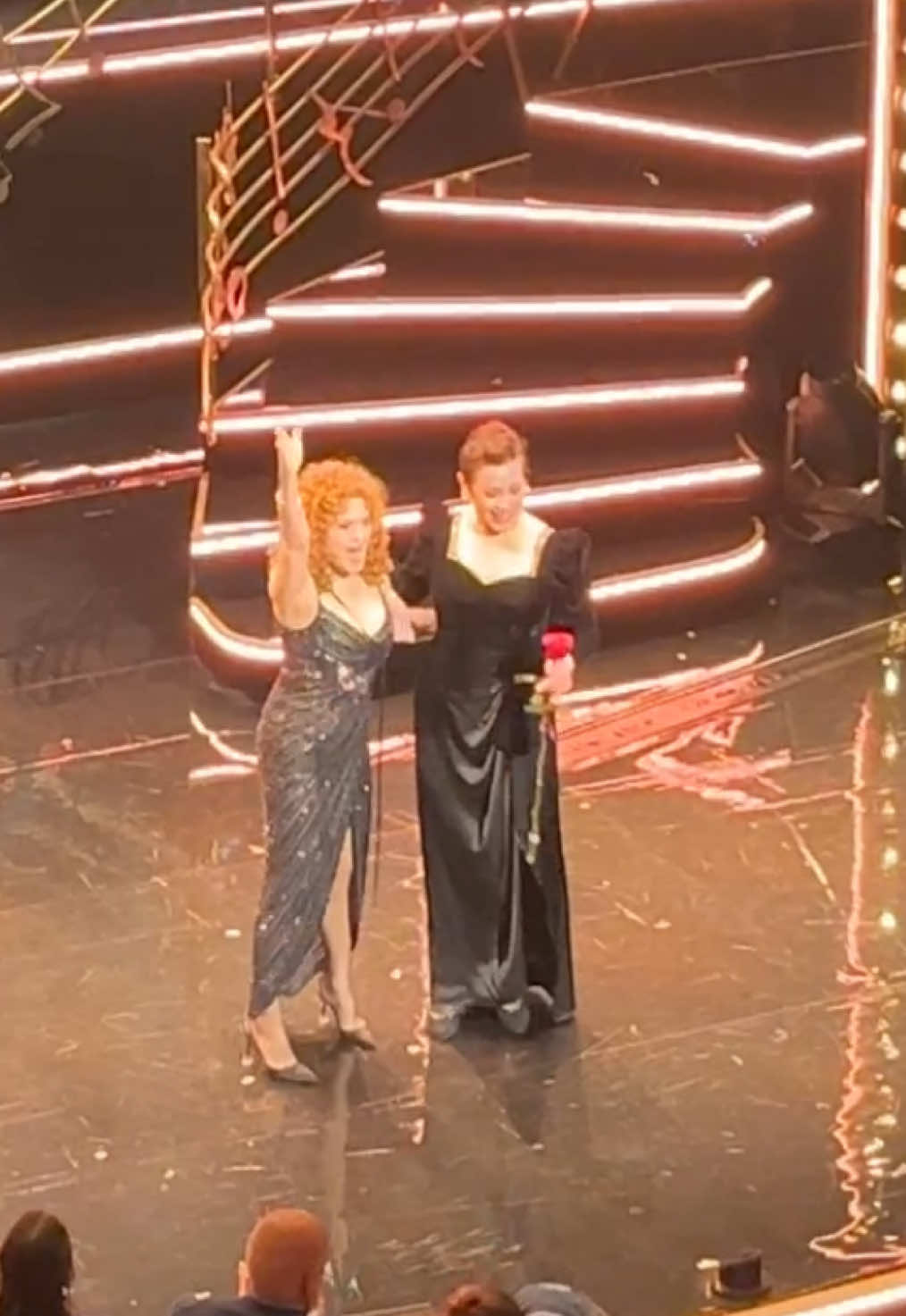 Happy Mother’s Day to my Broadway mothers Bernadette Peters and Lea Salonga ❤️ Everyone in the theater got a rose at their seat and it was really cute