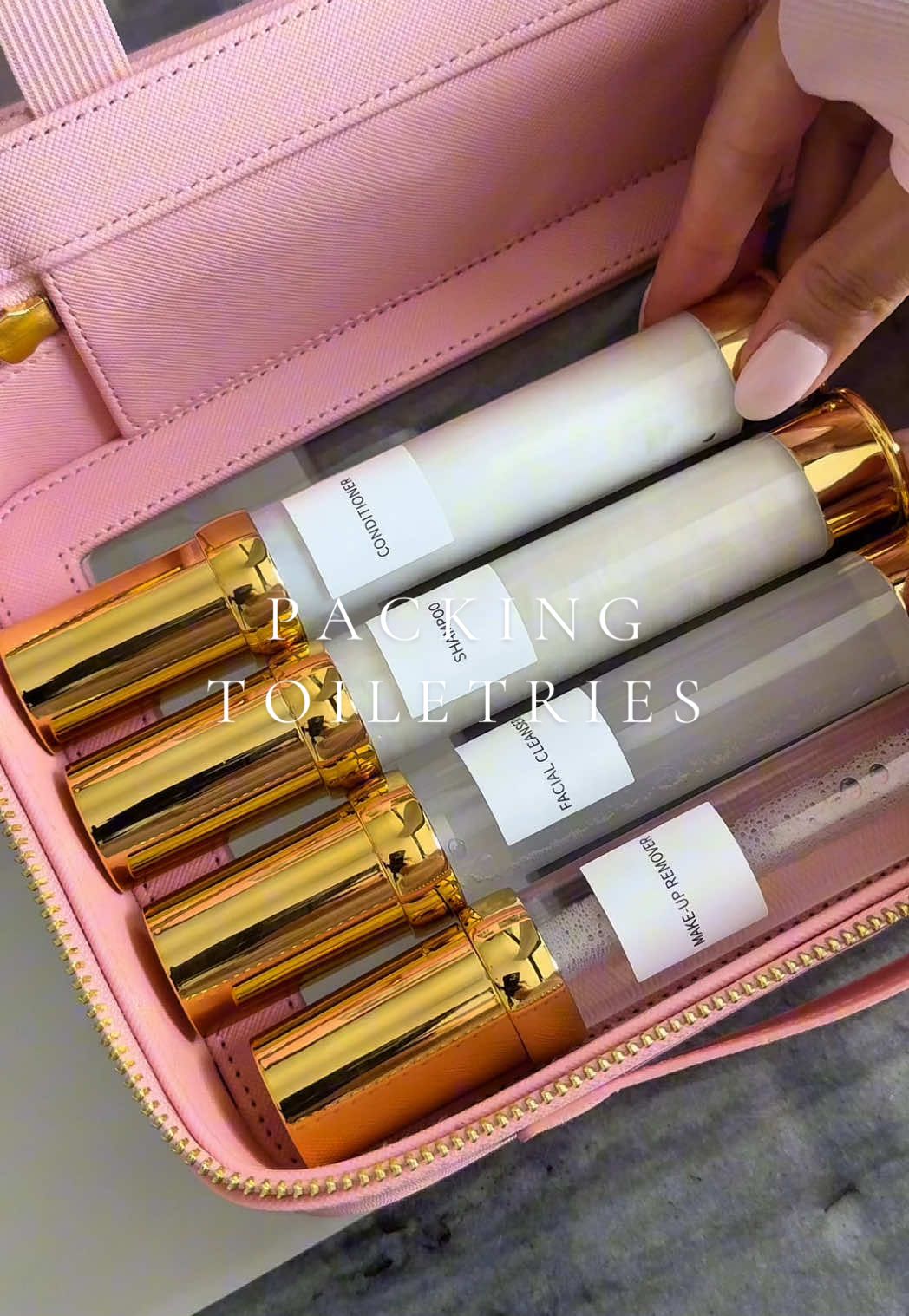 Pack my toiletries with me for my trip ✈️🧴 #packwithme #toiletrybag #packingasmr #vacation #asmr #satisfying #girlythings #travelessentials #travelmusthaves #amazonfinds 