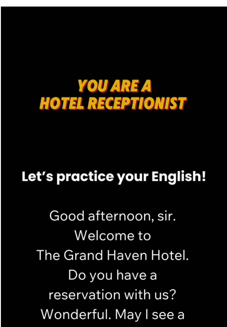 You are a Hotel Receptionist! #learnenglish #teleprompter #english #reading #improveyourenglish #practiceenglish #readingchallenge #motivation #ebook#readingenglish #improveyourenglish  #writingenglish #englishlesson #reading 