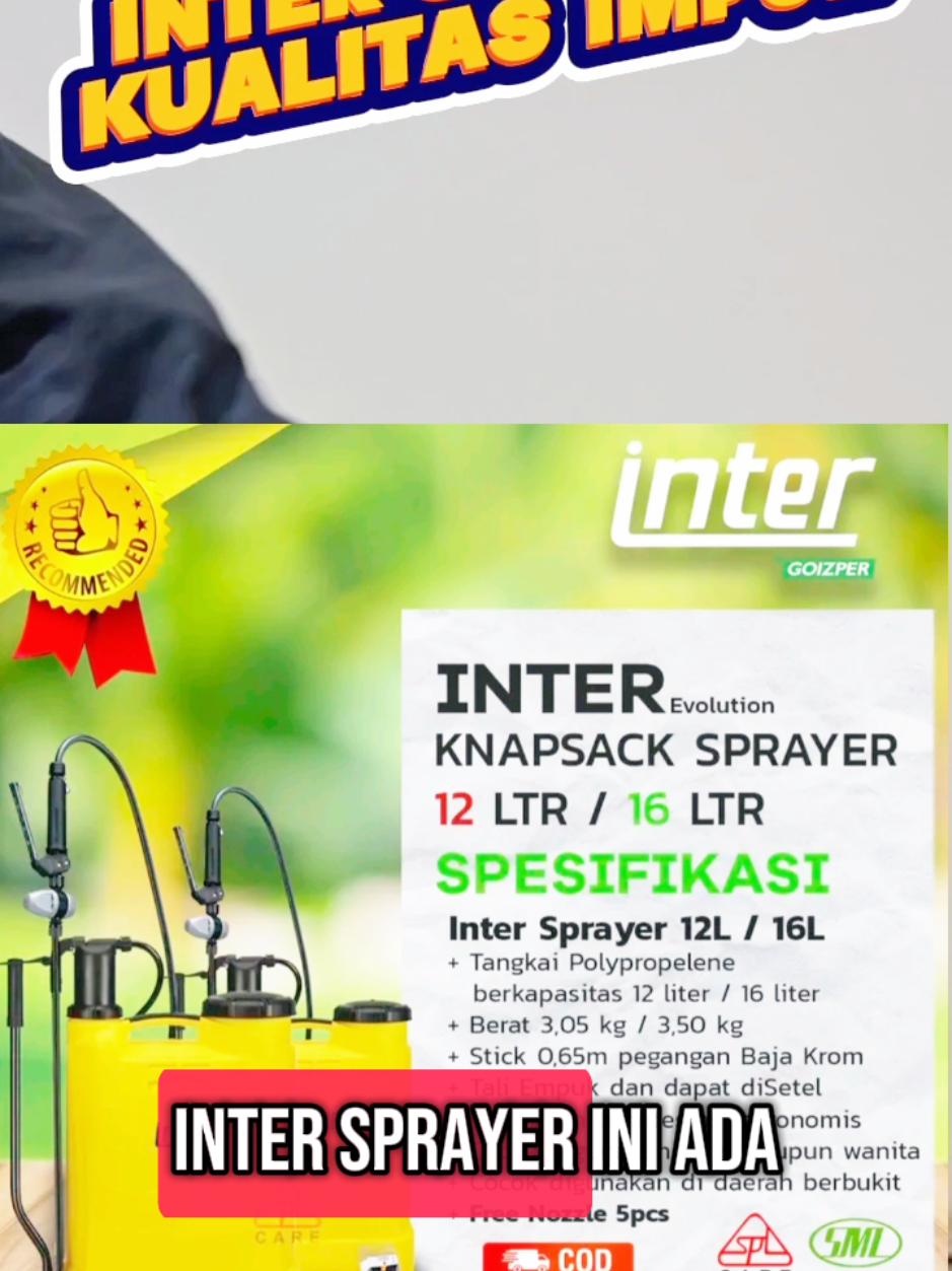 INTER SPRAYER alat semprot berkualitas tinggi, untuk semprot barbagai macam pestisida  Ada 2 ukuran : 12 liter dan 16 liter Buruan miliki, ada harga promo. #intersprayer #interspray #sprayerinter #alatsemprot #alatsemprotantanaman #alatsemprotpestisida #alatsemprotberkualitas #alatsemprotpertanian #alatsemprotpertanianmurah #airlesssprayer #alatsemprotracunrumput #intersprayerevolution 