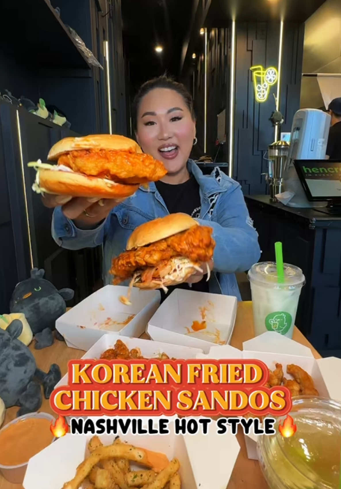 NEW HOT CHICKEN SANDO SPOT ALERT 🚨 @hencredibleeats  Hencredible just opened in Southwest Las Vegas next to Brew Tea Bar! They are serving up twice fried chicken thighs in light crispy batter on soft Japanese milk buns! They have all levels of spice including ghost pepper which is spicy but still doable. Don’t sleep on their furikake fries and their handcrafted drinks + their Brazilian limeade.  📍 @hencredibleeats  7380 S Rainbow Blvd, Ste 102, Las Vegas, NV 89139 #vegasfood #vegaslocals #chickensando #hotchickensandwich #greatfoodnearme #hencredible  Korean food near me Great food near me  Cheap eats in vegas  Best hot chicken sandwich  #creatorsearchinsights 