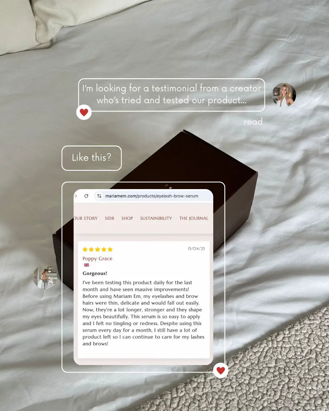I can offer genuine and compelling reviews for websites, landing pages and social media — crafted to connect with your audience and build trust in your products ✨ Let’s give your brand the love it deserves 🤍⤵️ DM me via Instagram @poppygracesocials or email poppy@poppygracesocials.com to get started 💌 #ugc #ugccreator #testimonial #ugcportfolio #poppygracesocials 