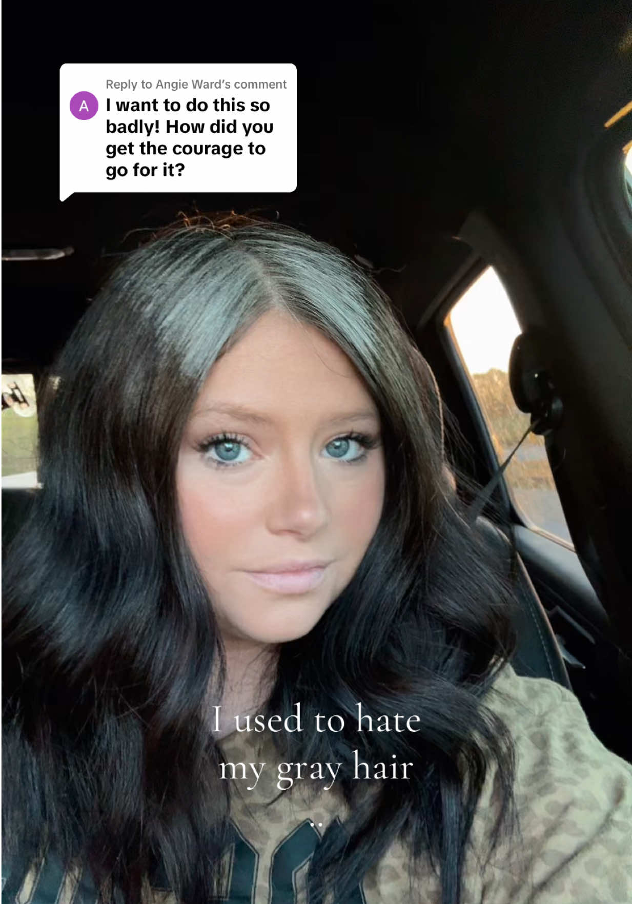 Replying to @Angie Ward don’t be afraid to embrace that GRAY! 🤍🩶🤍🩶 #gray #grayhair #grayhairdontcare #hairtok #hair #silver #silverhair #silverhairdontcare #whitehair #growinggray #grays #greyhair #greyhairdontcare #whitehair #grow #roots #empowerment #dontbeafraid 