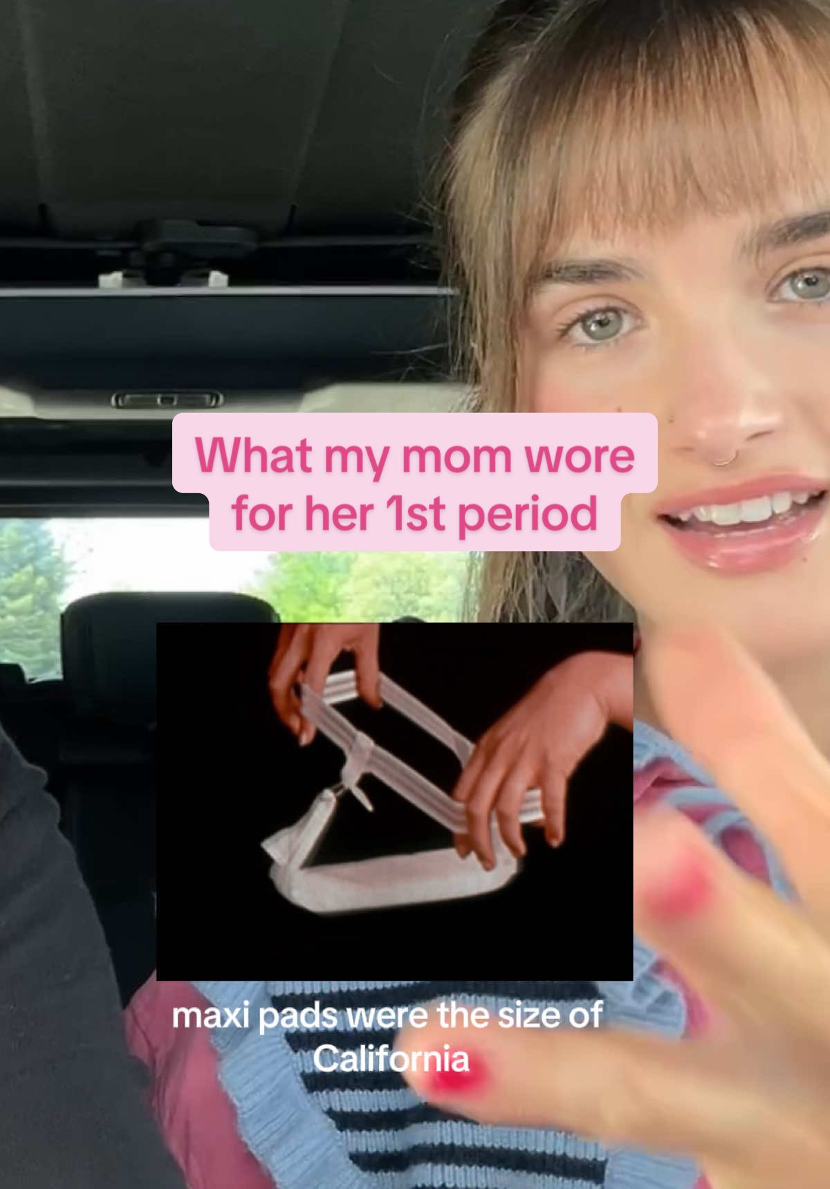 My mom’s first period with a sanitary belt #firstperiod #sanitarybelt #pads #maxipad #tampon 