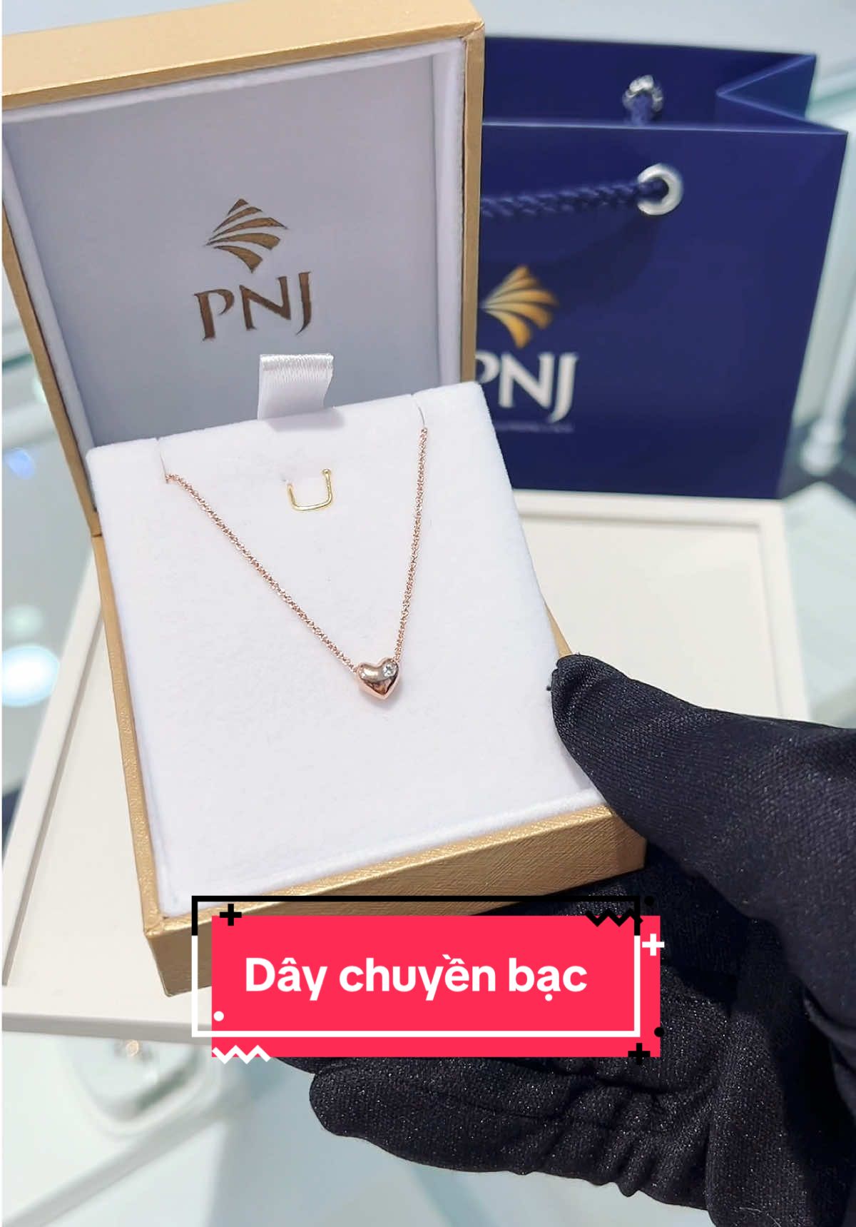 Dây chuyền bạc ý 925 xi vàng hồng xinh xỉu #pnj #trangsucpnj #daychuyenbacpnj 