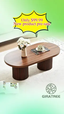 You see this? The coffee table that’s blowing up right now! 🔥 Fluted legs, smooth wood, and that elegant curve 😍 Perfect for small spaces but makes a big statement! Yours today — tap the link! 🛒✨ #Giratree #Giratreefurniture #CoffeeTableGoals #MidCenturyModern #SmallSpaceDecor #TikTokMadeMeBuyIt