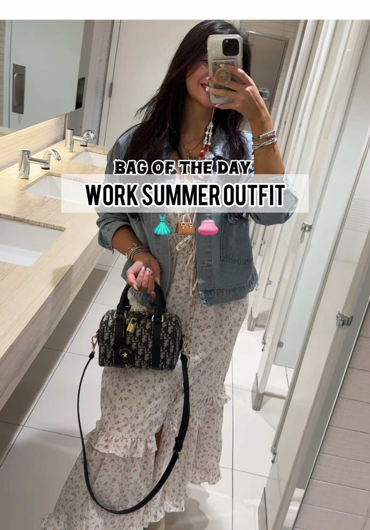 Cute little summer work outfit  Jean Jacket - @Amazon  Dress - @TJ Maxx  Wedges -  @SHEINUS  Bag - @Dior  #OOTD#workwear#workoutfit#workclothes#corporateoutfit#officewear#officeoutfit#officeoutfits#bagoftheday #baglover#pursetok #officefits#outfitoftheday#outfitinspo#outfits#outfitideas#outfitinspiration#outfitcheck