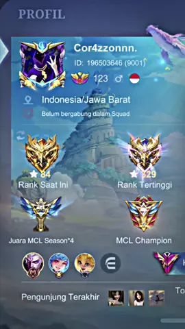 Halo pemuja highest rank,maaf cuman ex 300 doang ko😅#fyp #fypシ゚ #mlbb #mobilelegends #cor4zzonn 