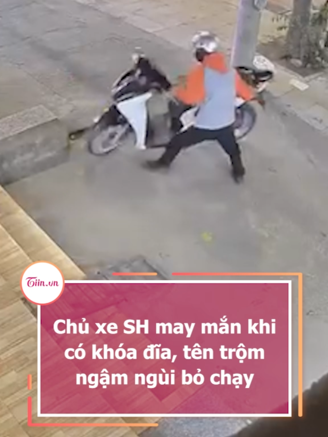 Chủ xe SH may mắn khi có khóa đĩa, tên trộm ngậm ngùi bỏ chạy #tiinnews