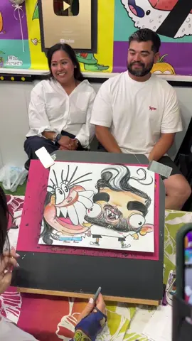 This couple were definitely a favorite from my live here on Tik Tok 🥳😂 Thank you for coming to visit! 🌴☀️ #caricature #ninjasketch #hawaii #reaction #hilarious #funny #maui #fyp 