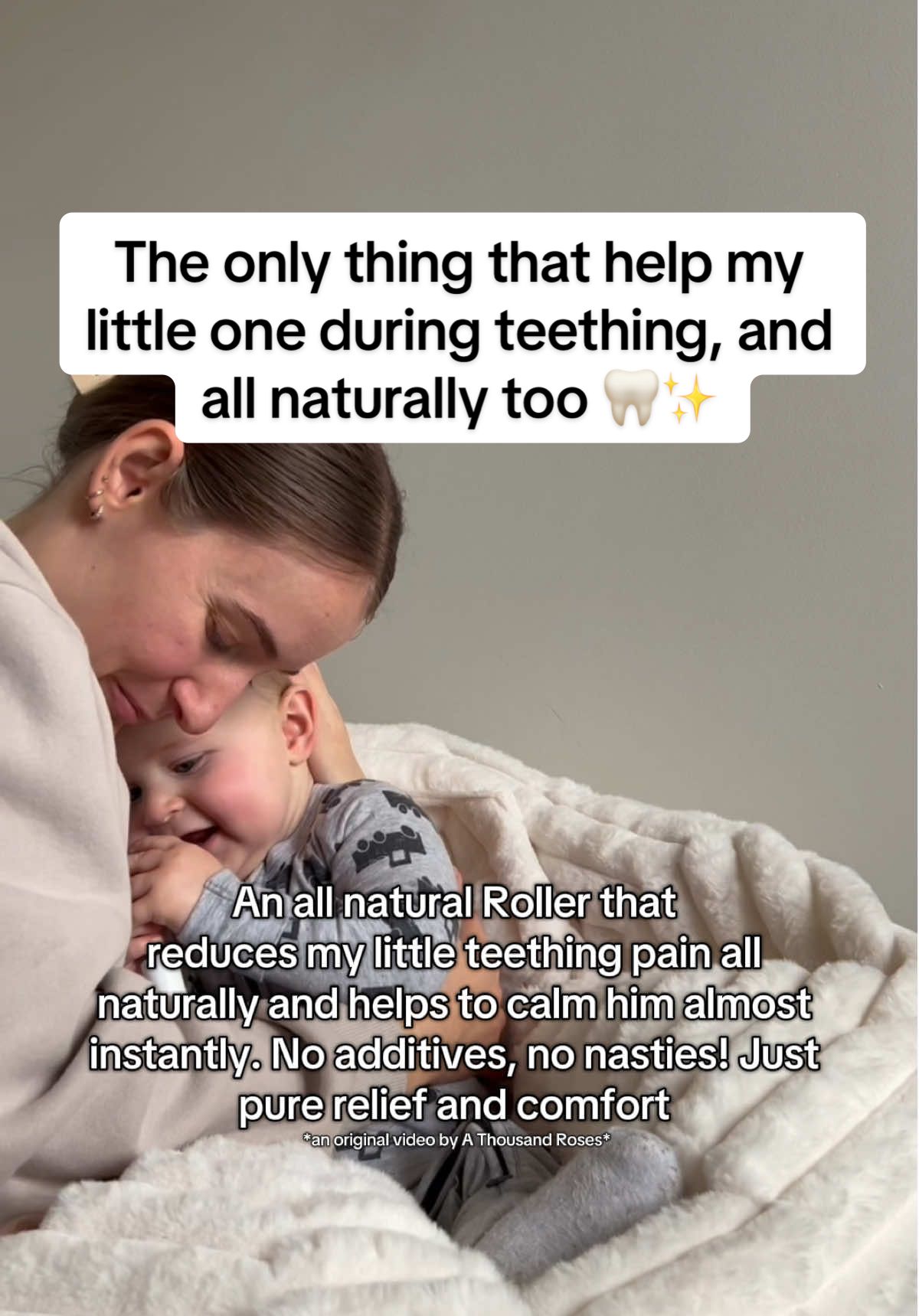The natural comfort and relief your little one needs during teething 🦷✨ Before using our Teething Roller from A Thousand Roses, it was sleepless nights, constant tears, and feeling helpless watching my little one struggle through the pain. I tried everything, but nothing seemed to bring lasting relief 😞 Then we found this ✨ After using our all-natural Teething Roller, everything shifted. Just a few gentle rolls along his jawline and cheeks, and within minutes, he calmed. The tears eased, the tension softened, and he finally settled 🥹 It’s now a part of our daily routine during teething — a tiny bottle of relief that’s made a massive difference, for both of us 🫶🏼  *URGENT please be aware there are sc@memes out there stealing our content and using it as adds and on their website to promote their “products”! We are NOT associated with these websites/businesses in any shape or form!! We only sell our products from our website www.athousandroses.com.au  Insta: athousandroses.store  www.athousandroses.com.au  SHIPPING TO: AUS, CA, UK, US, NZ + more #momtok #naturalremedies #baby #motherhood #toddler #natural #calming #relief #teethingsucks #painrelief #teething 