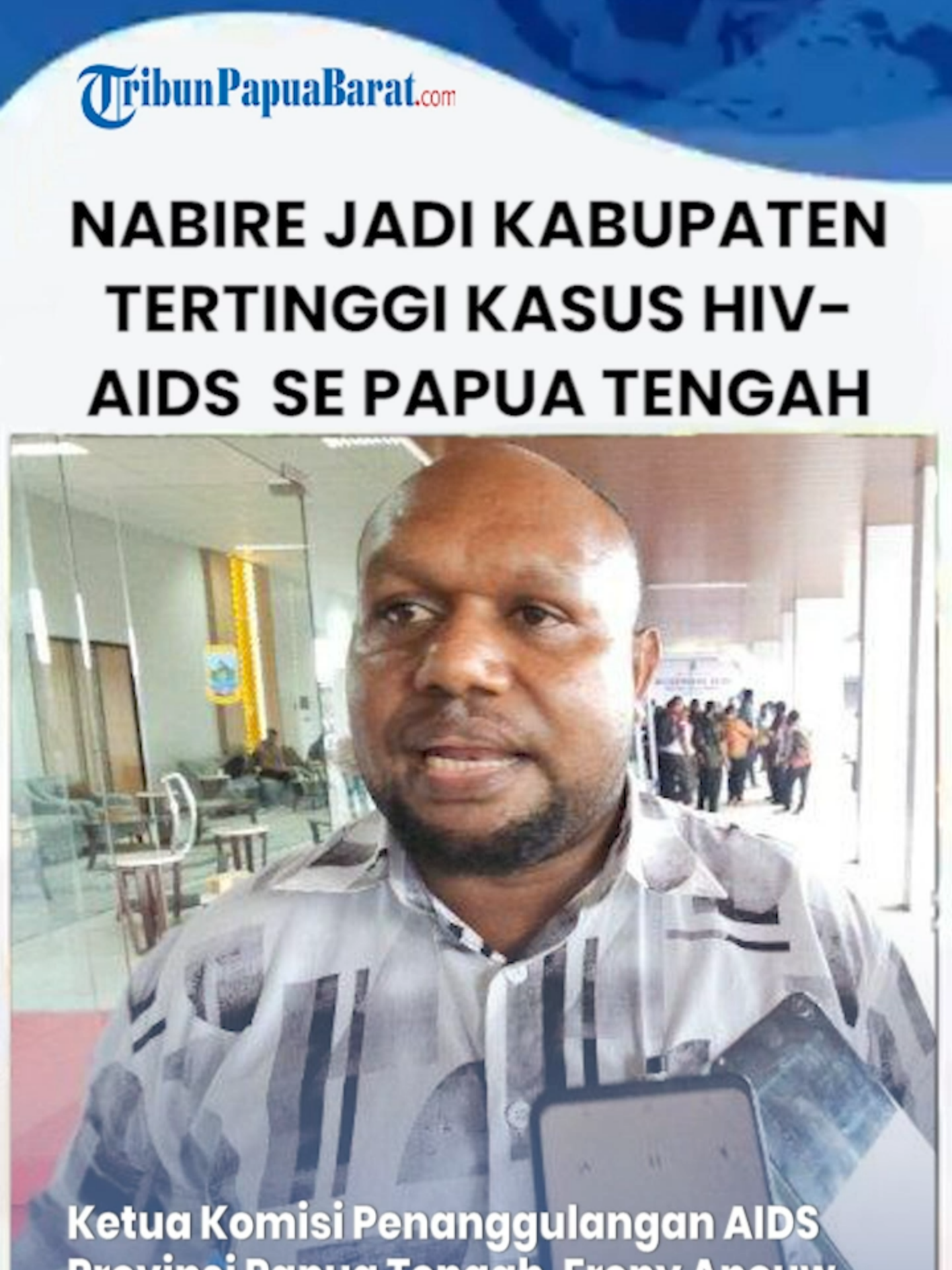 Nabire Jadi Kabupaten dengan Kasus HIV-AIDS Tertinggi di Papua Tengah Laporan Wartawan Tribun-PapuaTengah.com, Calvin Louis Erari TRIBUN-PAPUATENGAH.COM, NABIRE - Kabupaten Nabire menjadi kabupaten dengan angka kasus HIV-AIDS tertinggi di Provinsi Papua Tengah. Ketua Komisi Penanggulangan AIDS (KPA) Provinsi Papua Tengah, Freny Anouw mengatakan, jumlah penderita HIV-AIDS di Nabire sangat banyak. Artikel ini telah tayang di Tribunpapuatengah.com dengan judul Nabire Jadi Kabupaten dengan Kasus HIV-AIDS Tertinggi di Papua Tengah, https://papuatengah.tribunnews.com/2025/05/10/nabire-jadi-kabupaten-dengan-kasus-hiv-aids-tertinggi-di-papua-tengah. Penulis: Calvin Eluis Erari | Editor: Astini Mega Sari