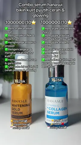 Tips dari aku pakenya dicombo gold di mlm hari yg vitamin c dipagi hari😍😍😘#hanasui #hanasuiserum #serum #serumviral #hanasuivitamincserum #hanasuigoldserum #hanasuiskincare #skincareviral #rekomendasiserum #reviewserum 