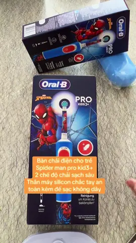 Bàn chải điện cho trẻ Spider man pro kid3+ #banchaidien #tiktokviral #spiderman #kemdanhrang #chamsocrangmieng 