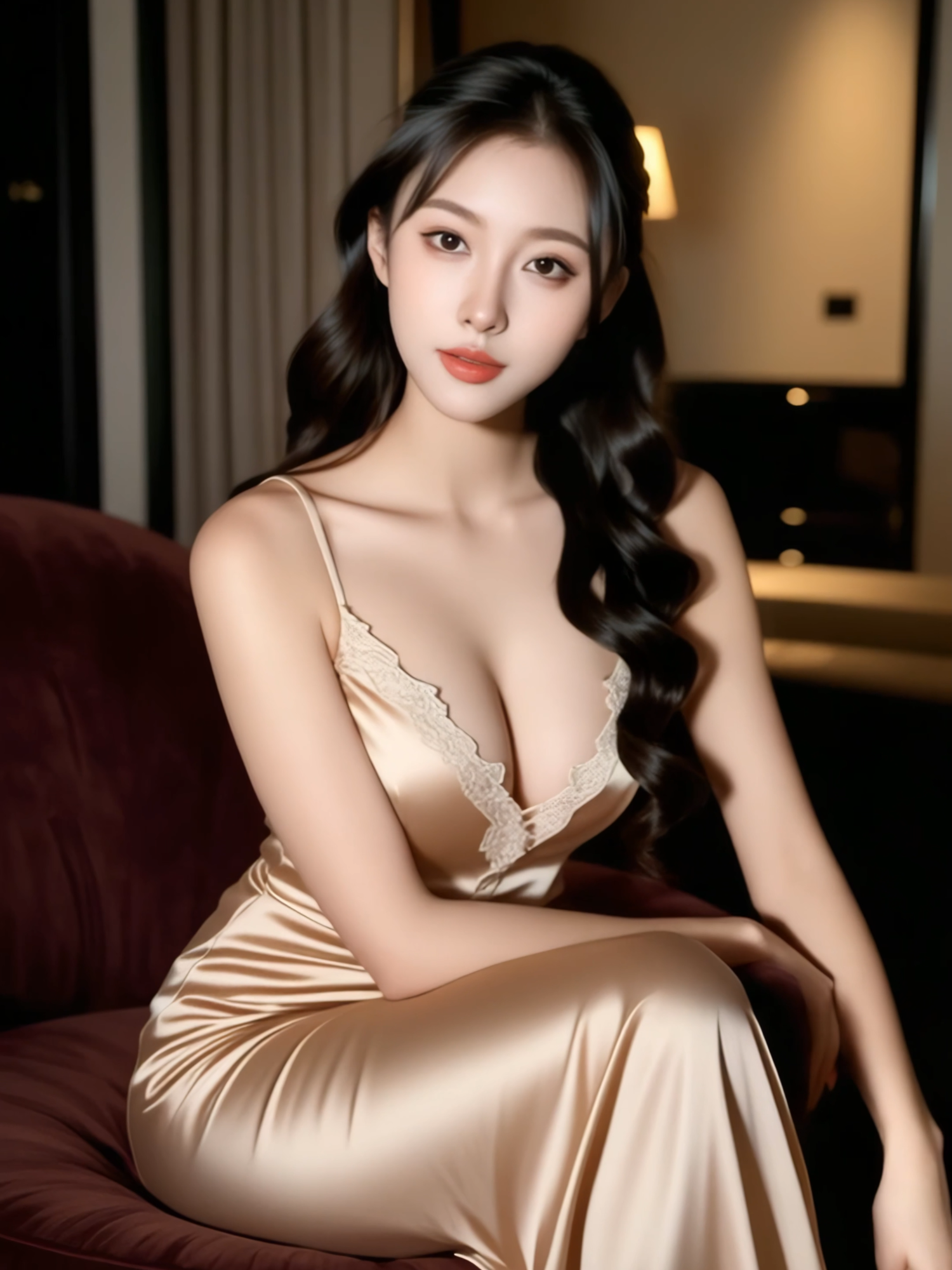 청도의 밤, 그녀의 고혹적인 미소에 빠지다 ✨ #LuxuryMood  중국 청도 호텔 스위트룸에서 마주한 특별한 순간. 우아한 실크 드레스, 부드러운 조명, 그녀의 미소 한 번이면 분위기가 달라진다. 이 고급스러운 무드, 함께 빠져볼래요? 💫🍷 #청도여행 #LuxuryRoom #Kbeauty #ElegantStyle #BikiniOdyssey #청도 #Qingdao #HotelVibes #LuxuryFashion #ElegantWoman #KoreanBeauty #SilkDress #EveningMood #FemmeFatale #GlowUp #TikTokFashion #InstaMood #여신비주얼 #섹시하면서우아하게