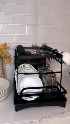 Organize Your Sink! 2-Tier Dish Drainer with Cutlery Holder & Drip Tray