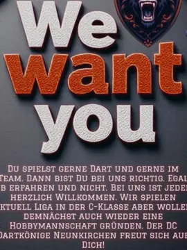 Wir suchen Dich!  Der DC Dartkönige Nk sucht noch mitspieler im Raum Saarland für die Liga Mannschaft (aktuell DSAB Süd-West - Liga C05) und für die Hobbymannschaft wieder ins Leben rufen können.  #darts #e-darts #gooddarts #neunkirchensaar #saarland #dcdartkönigenk
