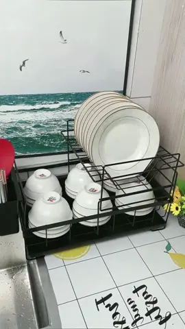 Livinandhome 2 Tier White/Black/Silver Grey Metal DishDrainer with Drainboard and Utensils Holder, Dishrack andDrying Racks, Kitchen Organiser