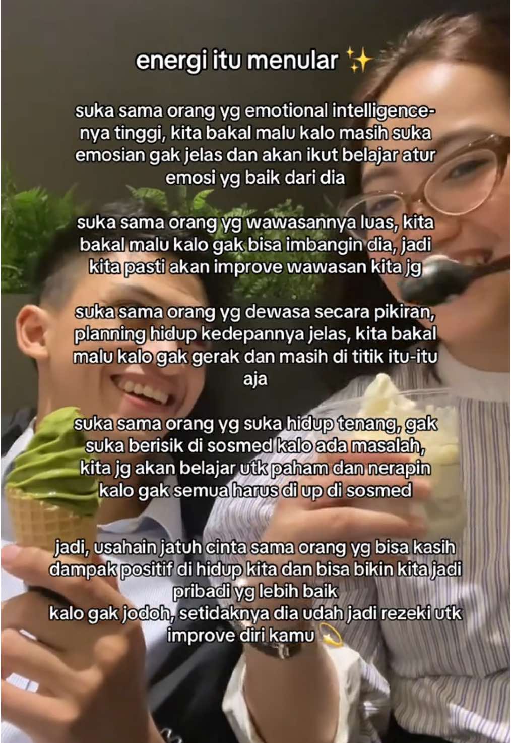 rezeki bgt kalo bisa jatuh cinta sekaligus improve diri & hidup kita, kalo pacaran cuma dibikin nangis dan sakit hati please byebye! ngerusak mental 😭😤 #fyp #foryou 