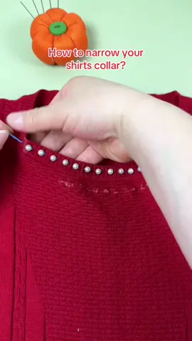 How to narrow your shirts collar?do you want to try? #DIY #repairs #tips #skills #asmr #handmade #stitch #sewing #foryou 