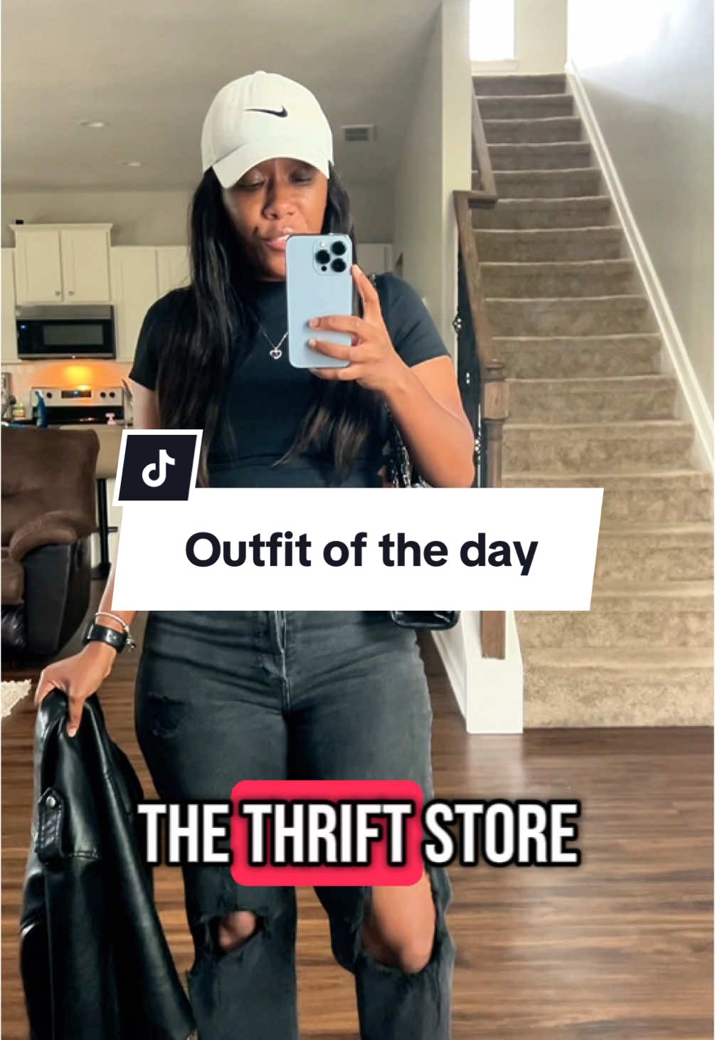 I’m going to the thrift store, here’s my outfit of the day. #outfitoftheday #blackoutfit #casualoutfitideas 
