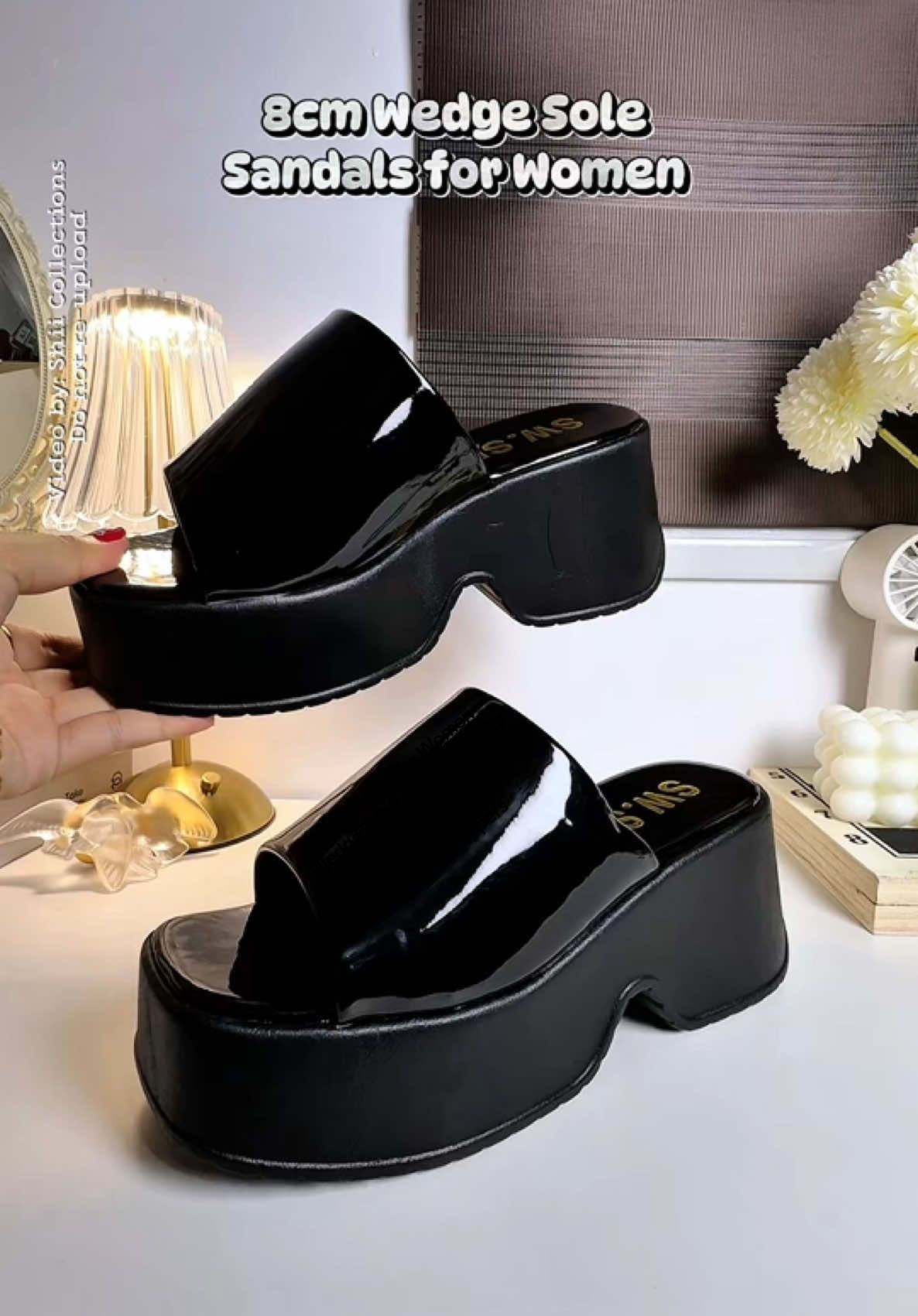 8cm Sandal For Women Wedge Thick Soled chuncky Slippers For Women #wedgesandals #wedgeslippers #chunckysandals #sandalsforwomen 