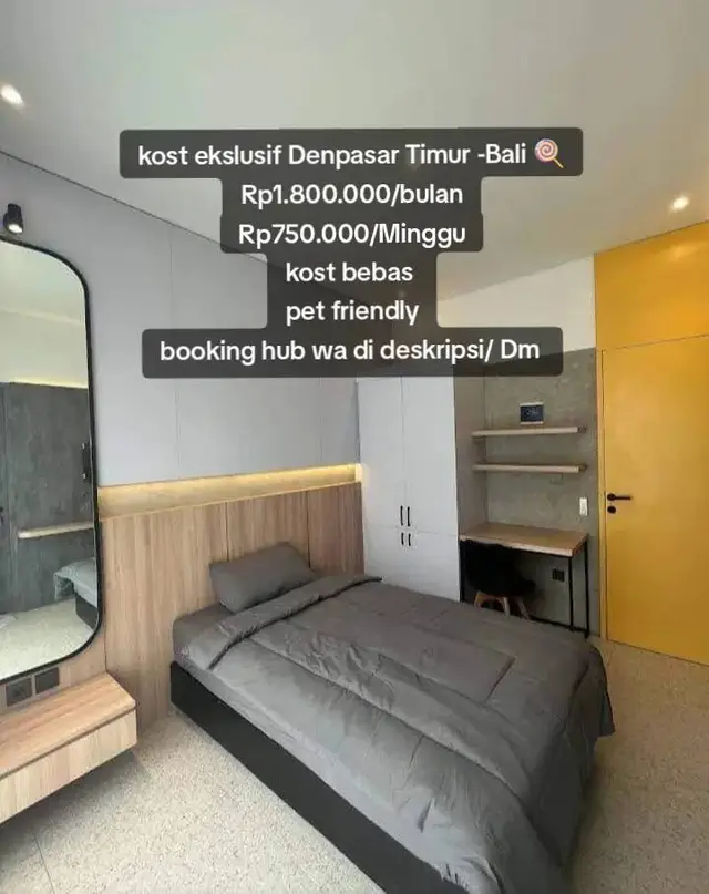Harga: Rp.1.800.000/bulan ☎️CP: 0877-4189-2084☎️ INFO Kost Eksklusif/Home Stay BEBAS asal sopan. Alamat :968R+5RX, Penatih, Kec. Denpasar Tim., Kota Denpasar, Bali 80237 !!!AREA STRATEGIS!!! Aman, Bersih, Bebas, Dekat Perbelanjaan Menerima Untuk Transit Dan Kost Putra/i. Mahasiswa/, karyawan/ti, dan pasutri Fasilitas Yang Didapatkan Lengkap: Ac 0,5 Pk Smart TV Spring Bed+ Bed Cover Lemari Pakaian Meja & Kursi Kamar Mandi Dalam (water heater) Parkiran Motor/Mobil Dilengkapi akses cctv 24 jam Mini Kitchen set / Wastafel Free Wifi (50mbps) Exhaust Fan #kosbali #kostaesthetic #kost_bali #kosteksklusif #info_kost #Kost_baru #4youpage #fyp 
