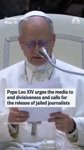 Pope #Leo called for the release of jailed journalists during his first address to members of the media at the #Vatican.