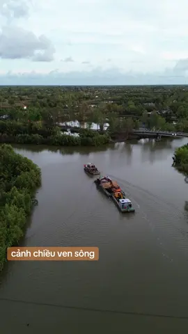cảnh chiều ven sông vàm đình