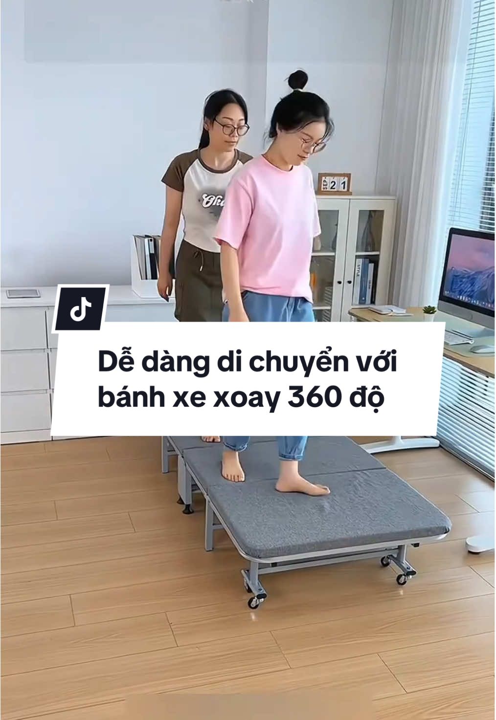 Giường nệm xếp gọn có bánh xe dễ dàng di chuyển #giadung #giadungtienich #giadungthongminh #giuongxep #giuongngu #giuong #giadung 
