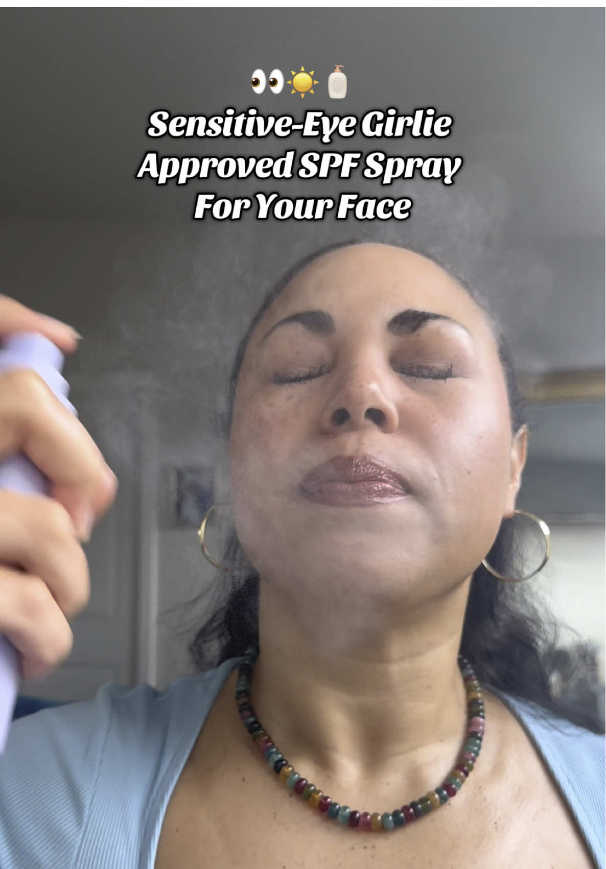 It’s a great day for sensitive-eye girlies! Finally found an SPF face mist that doesn’t sting or burn my eyes AND gives my skin a gorgeous glow!🙏🏽😭👀☀️🧴 Linked in my bio🩷 @nakedsundays #spfspray #sunscreen #skincaretips #makeuptips #spf50 #sensitiveeyes #sensitiveskin 