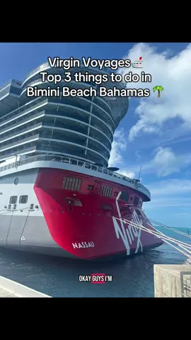 What to do at Bimini Bahamas on the Virgin Voayages cruise. #virginvoyages #valiantlady #virginvoyagescruise #virginvoyagesvaliantlady #cruiselife #cruisereview #adultonlycruise #biminibahamas #biminibeach #bimini #friedconch #friedbarracuda 