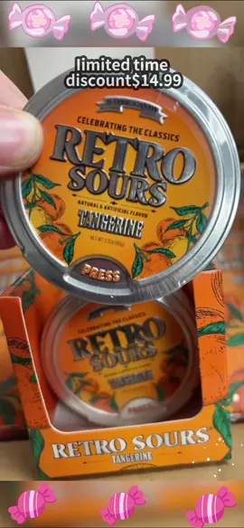 Retro Sour Tins - Hard Tangy Candy - Tangerine Flavored, 1 Tin tiktok candy Fruit Snack #RetroSour #tiktokcandy #fypシ