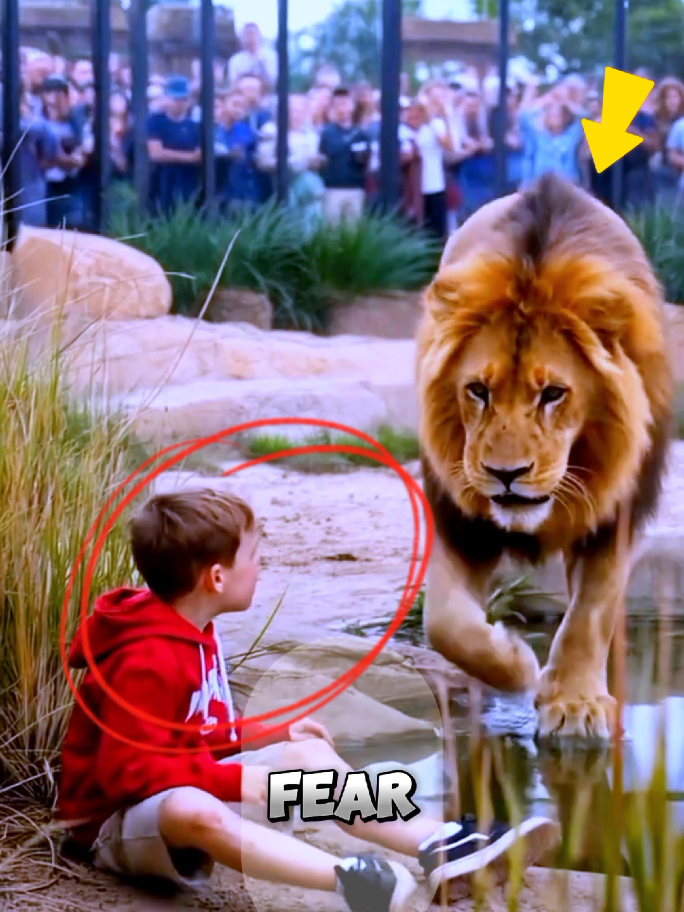 A Kid Falls into a lion Enclosure… What the lioness Did Shocked Everyone! 🐒🍌😱 #animal #wildlife #Shorts #fish 