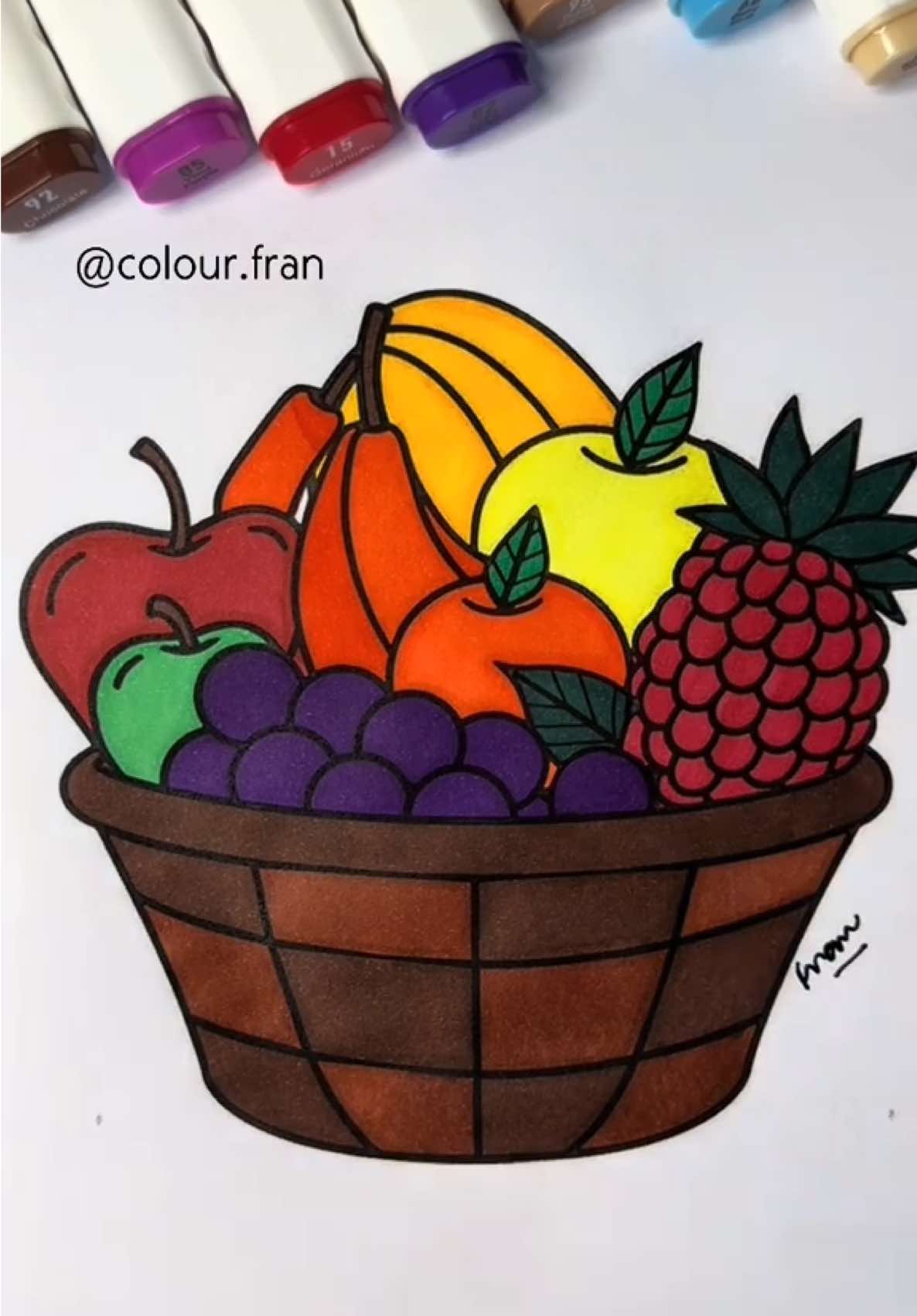Asmr coloring 🍌🍎🍇🍋‍🟩🍊 #asmr #coloring #relaxante #drawings #colors #fruits #banana #uva #maça #mamão #foryoupage 