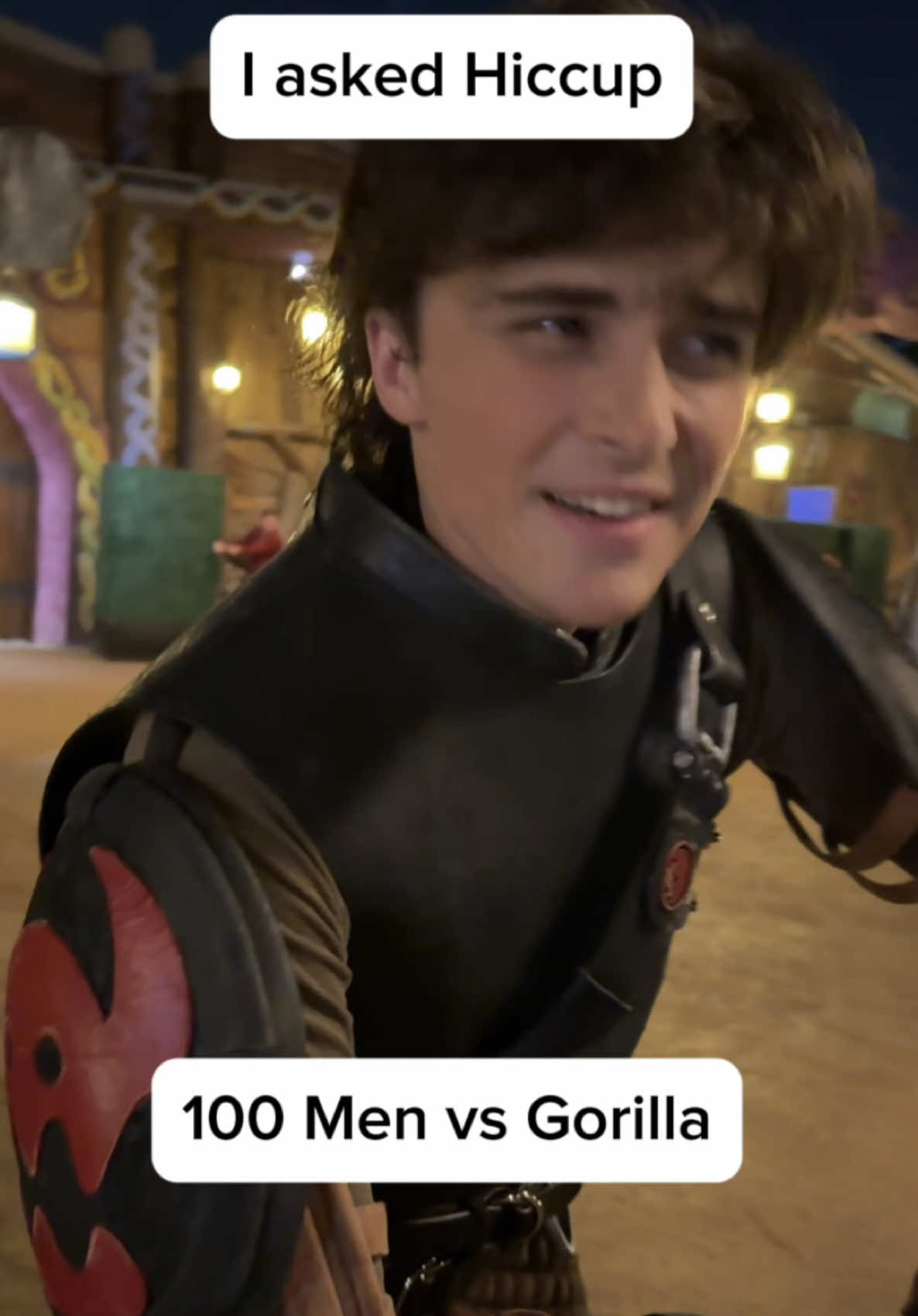 I asked Hiccup who would win in a fight between 100 humans and a silverback gorilla at epic universe #gorilla #silverbackgorilla #100humansvs1gorilla #100menvs1gorrila #silverback #epicuniverse #universalstudios #darkuniverse #howtotrainyourdragon #toothless #epic #hiccup #universalstudiosorlando #hiccupandtoothless 