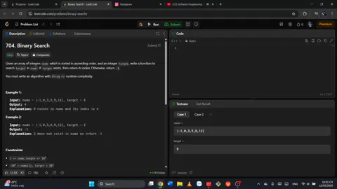 Leetcode Day 1: 704 Binary Search  - (Em sinh viên năm nhất, muốn làm 1 series mỗi ngày 1 bài Leetcode để kỉ luật bản thân. Mong nhận góp ý của các anh chị đi trước ạ). #Leetcode #IT #CODING