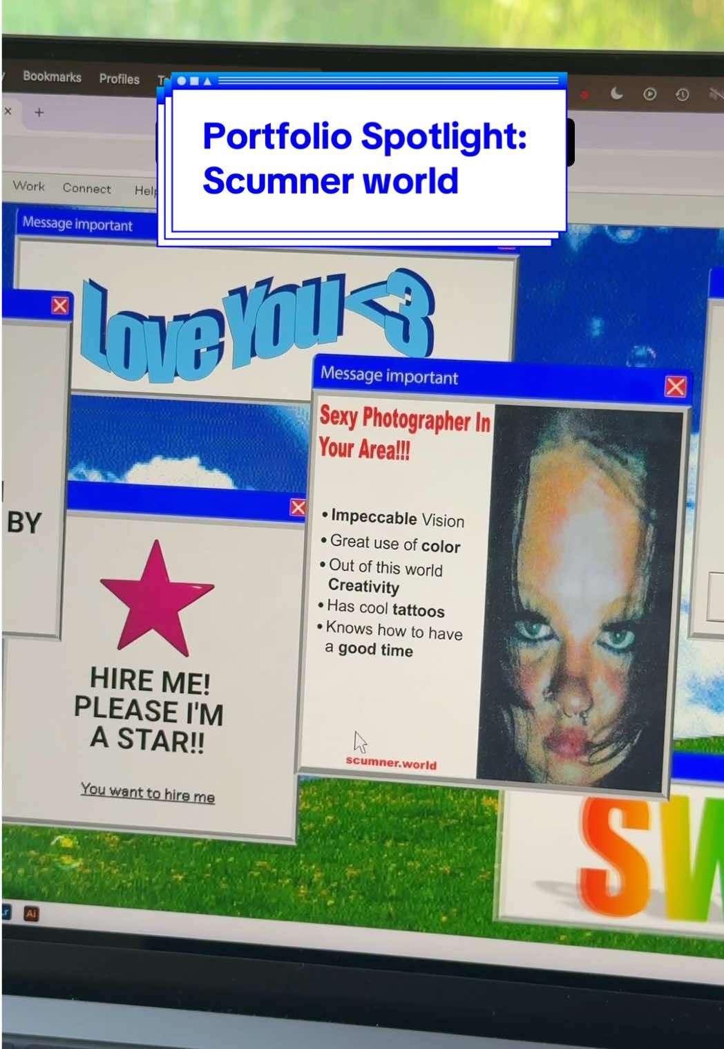 The surrounding nature made this portfolio hit even harder 🥵❤️‍🔥 site: scumner.world/home #webdesign #uxdesign #graphicdesign #readymag 