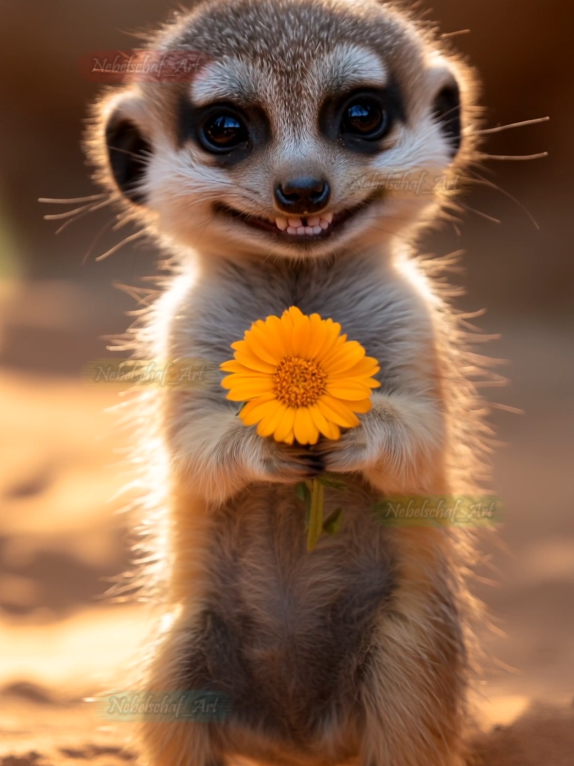 This 🌼 is for you have a great day  #cute #happy #meerkat #animals #invideoai 