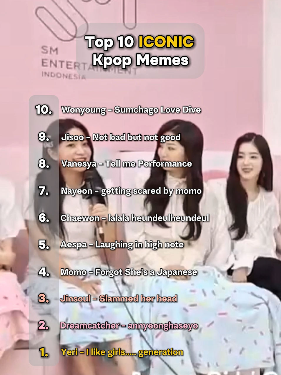 Top 10 ICONIC Kpop Memes  #wonyoung #jisoo #vanesya #nayeon #chaewon #aespa #winter #ningning #momo #jinsoul #yeri #redvelvet #twice #blackpink #ive #loona #girlgroup #kpopmeme #fyp #fypシ゚ #foryou #viral #paravoce #kpopfypシ #prostly #Kpop #kpopedits #dreamcatcher 