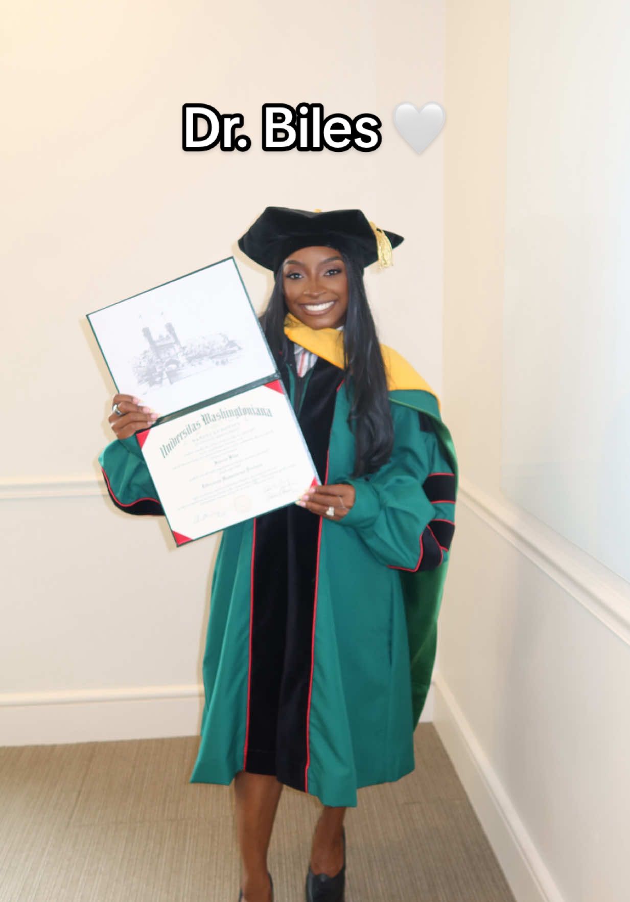 call me Dr. Biles from now on 🫶🏾  #washingtonuniversitystlouis #honorarydegree #commencement 