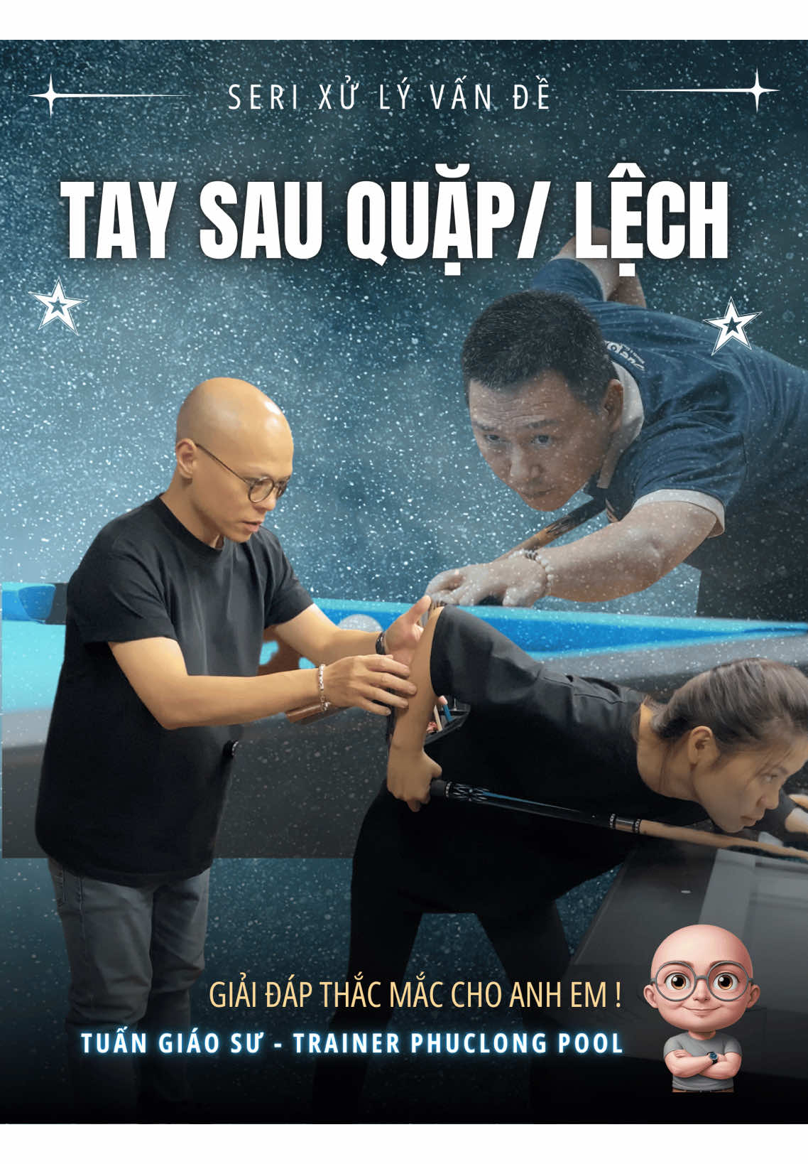 🔹 Có nhiều yếu tố quyết định việc anh em ra ngọn đã thẳng hay chưa. Và tay sau lệch hay quặp một chút đôi khi chưa chắc đã ảnh hưởng đâu!  Hãy kiểm tra lại tổng quan một lượt, xem bản thân đánh chưa tốt do đâu nhé! Tay sau có khi “vô tội” đấy —————  Treo bả vai lên, rèn luyện tay sau chắc khoẻ hơn cũng giúp các bạn ổn định hơn trong cú đánh!  Nếu chưa biết kiểm tra cách ra ngọn của mình thế nào, thì comment vấn đề bạn gặp phải và Tuấn Giáo Sư sẽ lên video hướng dẫn.  Chúc các bạn tập luyện thành công!   #tuangiaosu #phuclongpool #nguyenphuclong #9ballpool #billiards #khoahocbiacoban #10ball #daybia #pool 