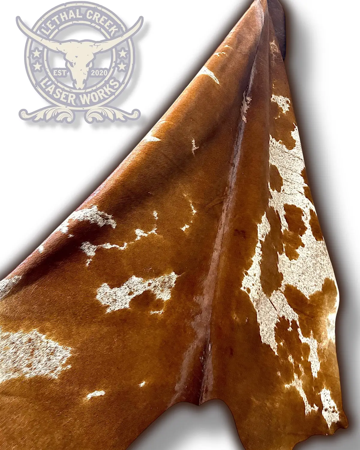 HOLY COW! SHE IS A BEAUTY!!! AND AVAILABLE 🙌  GET YOUR FAVORITE DESIGN LASER BRANDED ON OR KEEP THIS UNBRANDED 🤠  #western #cowboys #cowgirl #farmhousedecor #countryliving #cowhide #westernwedding #fypシ #lethalcreeklaserworks