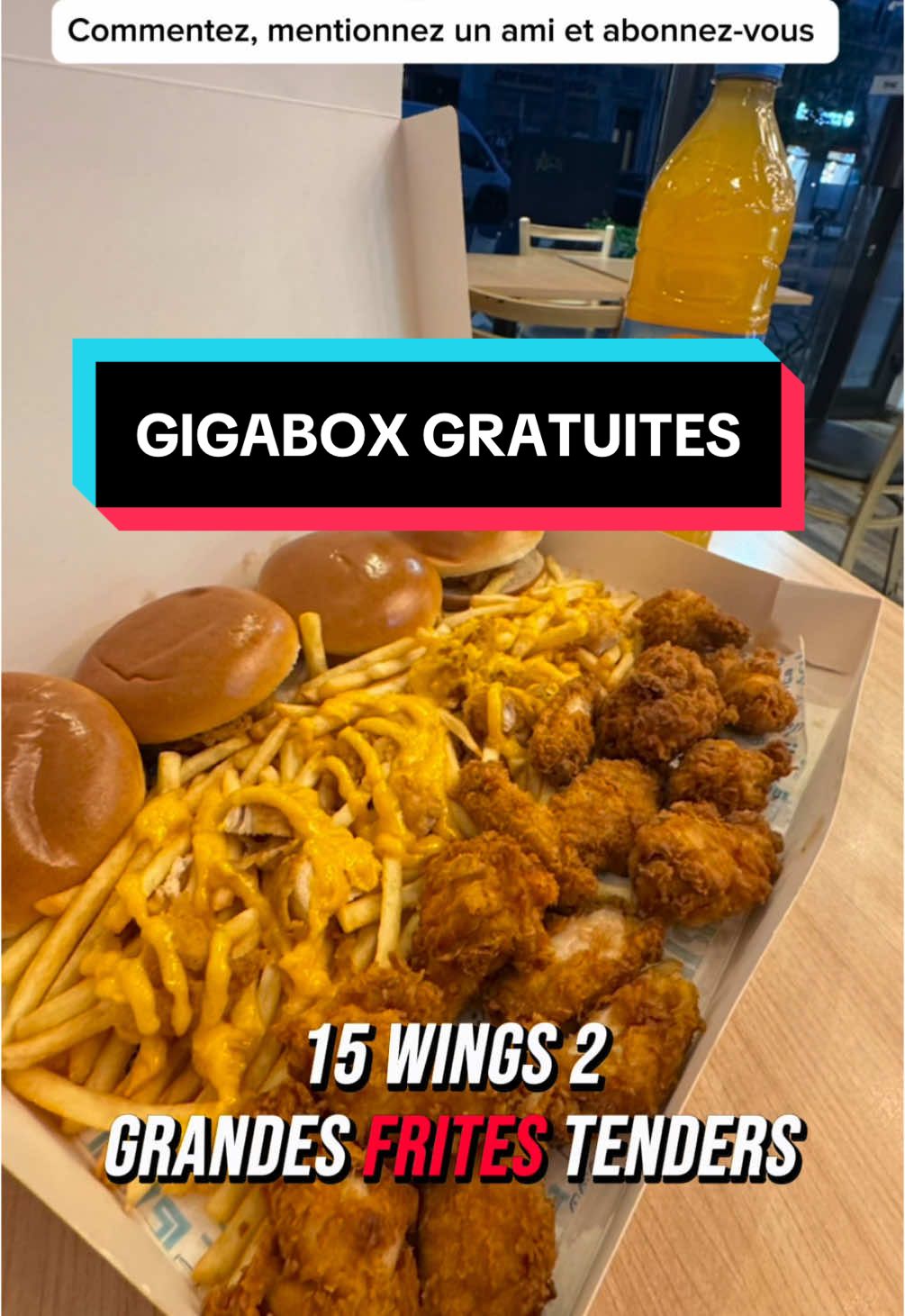 GAGNEZ LA GIGABOX GRATUITEMENT ! OUI OUI, C’EST CADEAU 🍔🍗🍟 Tu rêves de goûter notre GIGABOX ultra gourmande ? Elle peut être à toi gratuitement ! Et c’est super simple : Pour participer : 1️⃣ Commente cette vidéo 2️⃣ Mentionne un(e) ami(e) qui kiffe manger autant que toi 3️⃣ Abonne-toi à notre compte @euro.fried.chicken C’est tout ! Tirage au sort dans quelques jours, bonne chance à tous ! Et pour les plus gourmands : la Gigabox, c’est LE combo ultime : 🍔 Burger + 🍗 Wings + ✂️ Tenders découpés + 🍟 Frites + 🧅 Oignons crispy + 🧄 Sauce signature EFC… une dinguerie ! #jeuconcours #gigabox #pascher #parisfood #chatelet #bonplan #fastfood #halal #boxgratuite  #pouletfrit 